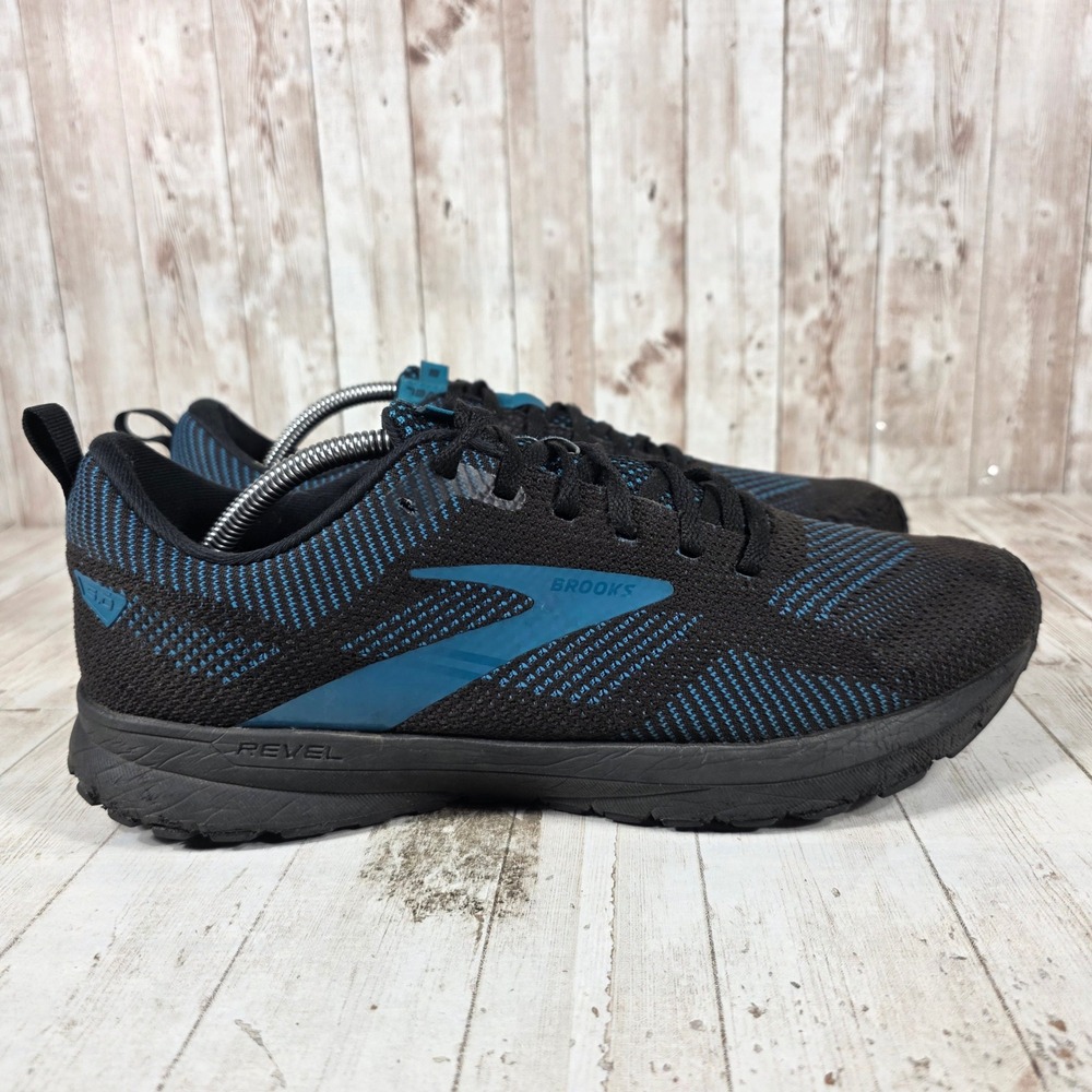 Brooks Revel 5 Mens Running Shoes Black Blue 11.5 Medium 1103741D091 Sneakers
